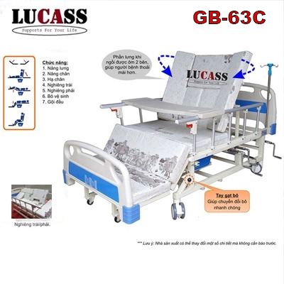 Giường bệnh y tế 4 tay quay Lucass GB-63C