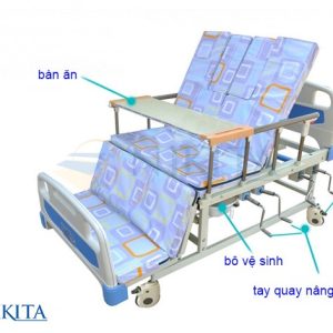 Thông số kĩ thuật của giường y tế 4 tay quay Nikita DCN04