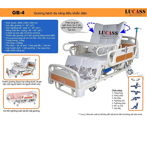 Giường bệnh nhân điện cao cấp Lucass GB-4