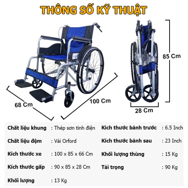 Thông số kĩ thuật của xe lăn cho người khuyết tật Nikita S213-2