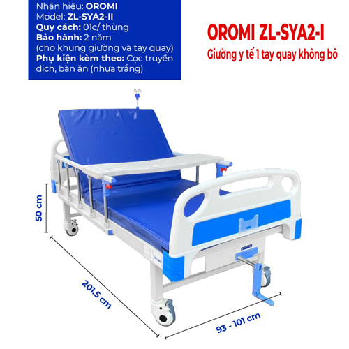 Thông số kĩ thuật giường y tế 1 tay quay Oromi ZL-SYA2-I