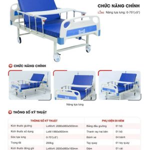 Thông số kỹ thuật của giường y tế 1 tay quay Humed HM-C1