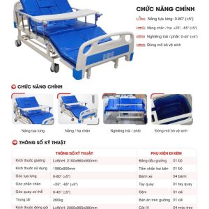 Thông số kỹ thuật của giường y tế điện Humed HM-E3