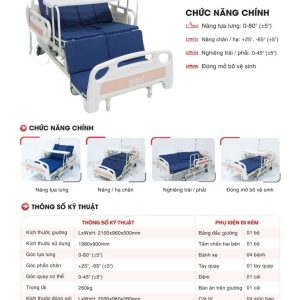 Thông số kỹ thuật của giường y tế điện Humed HM-E4