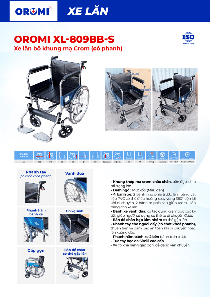 Xe lăn Oromi XL-809BB-S