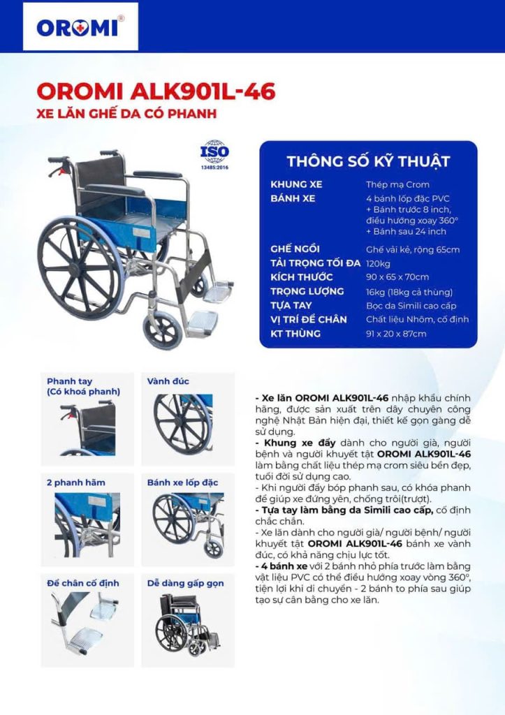 Xe lăn đẩy thường Oromi ALK901L-46