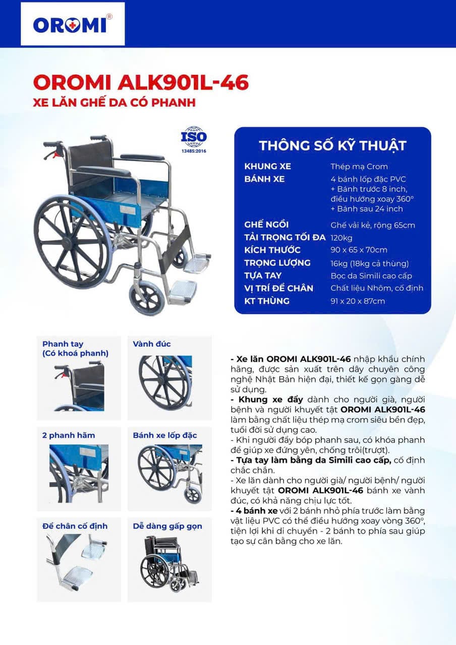 Xe lăn đẩy thường Oromi ALK901L-46