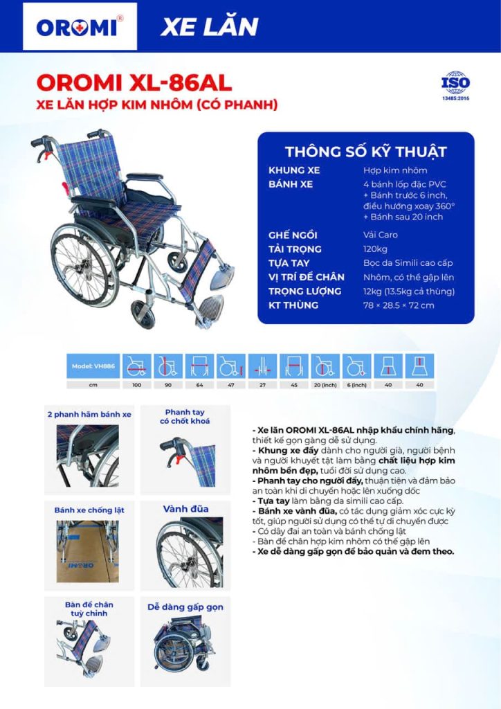 Xe lăn đẩy thường Oromi XL-86AL