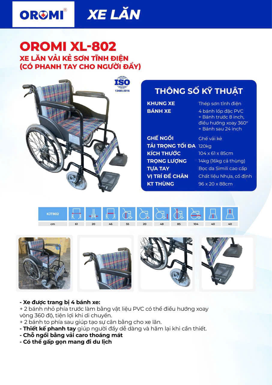 Xe lăn đẩy thường Oromi XL802