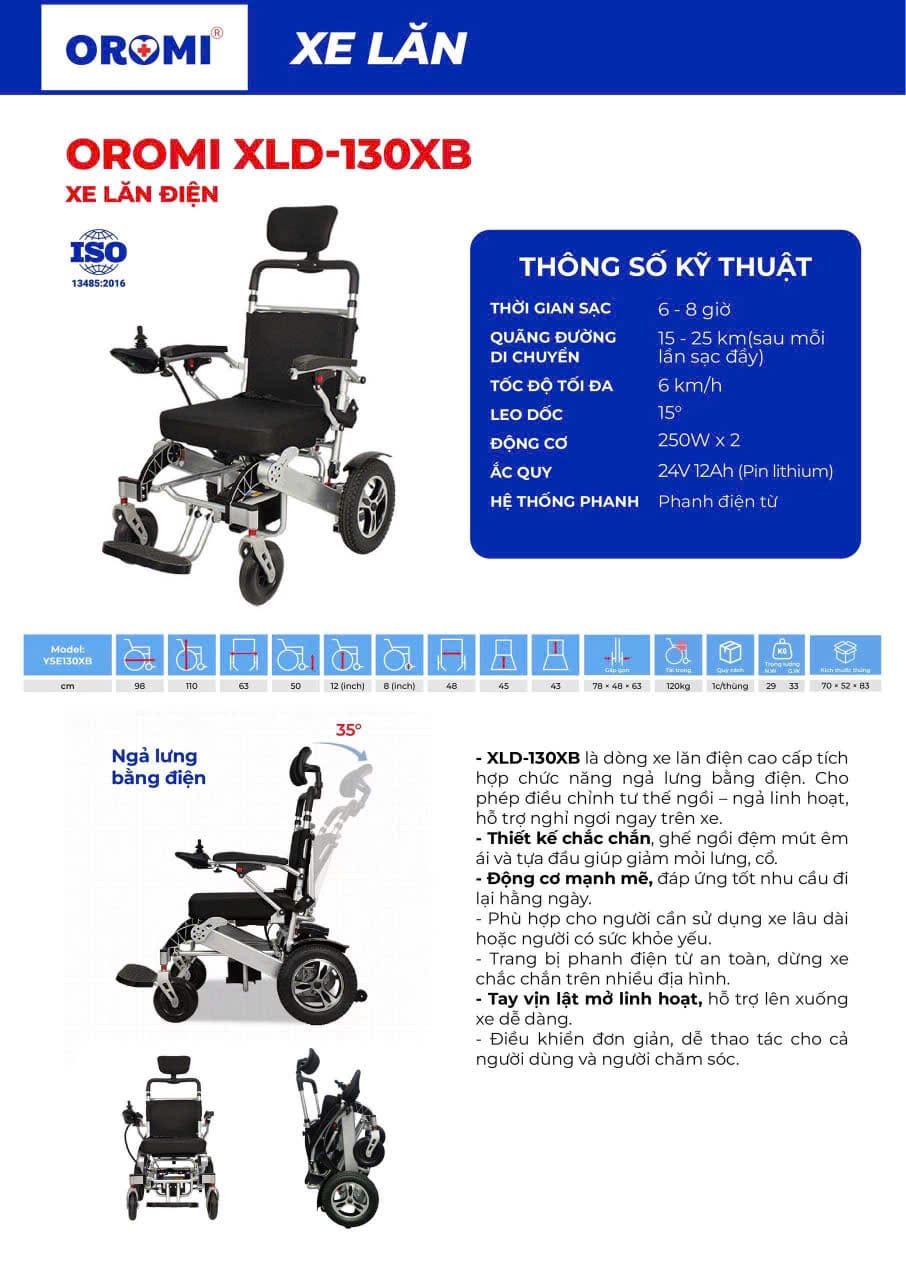 Xe lăn điện Oromi XLD130XB Xe lăn điện Oromi XLD130XB