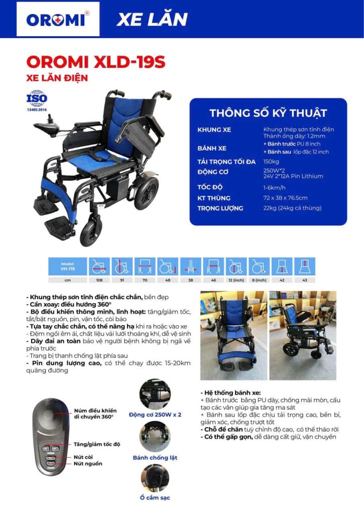 Xe lăn điện Oromi XLD19S
