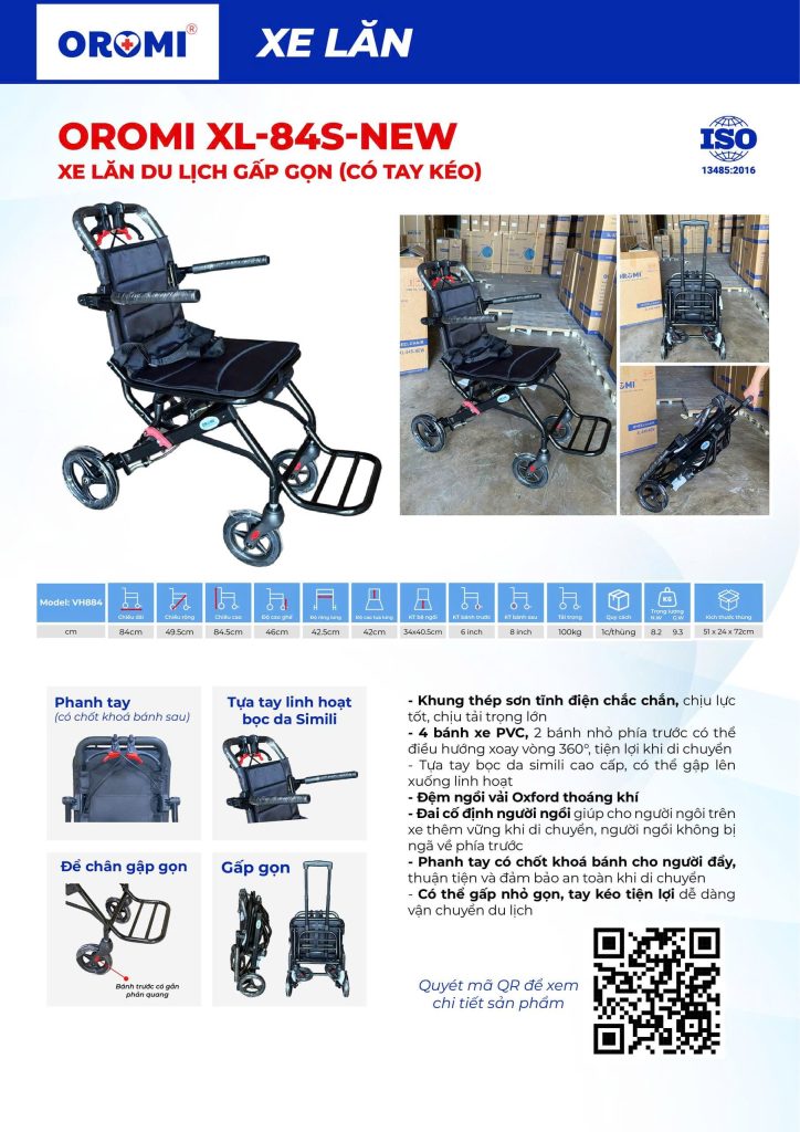 Xe lăn du lịch Oromi XL84S New