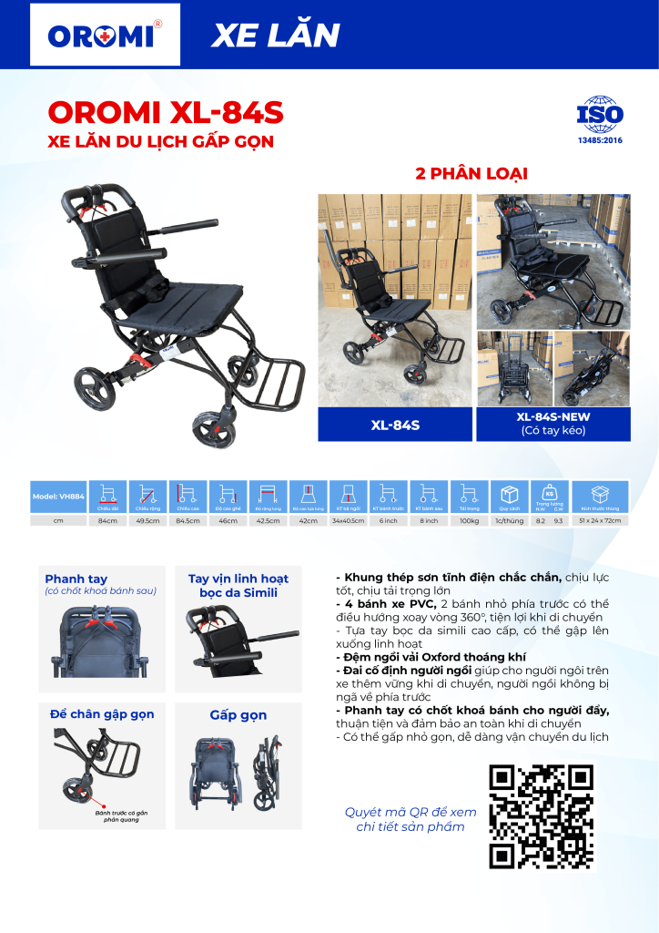 xe lăn du lịch Oromi XL84S